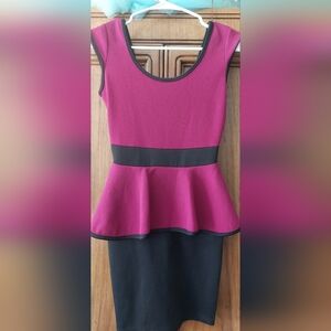 Fusia Dress with bow in the back and ruffles around the waist